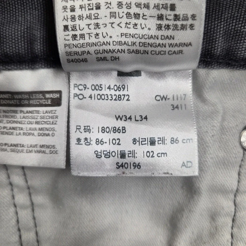Levis 514 Straight Fit Cut Jeans Canvas Dungaree Charcoal Grey Mens 34x34 *READ